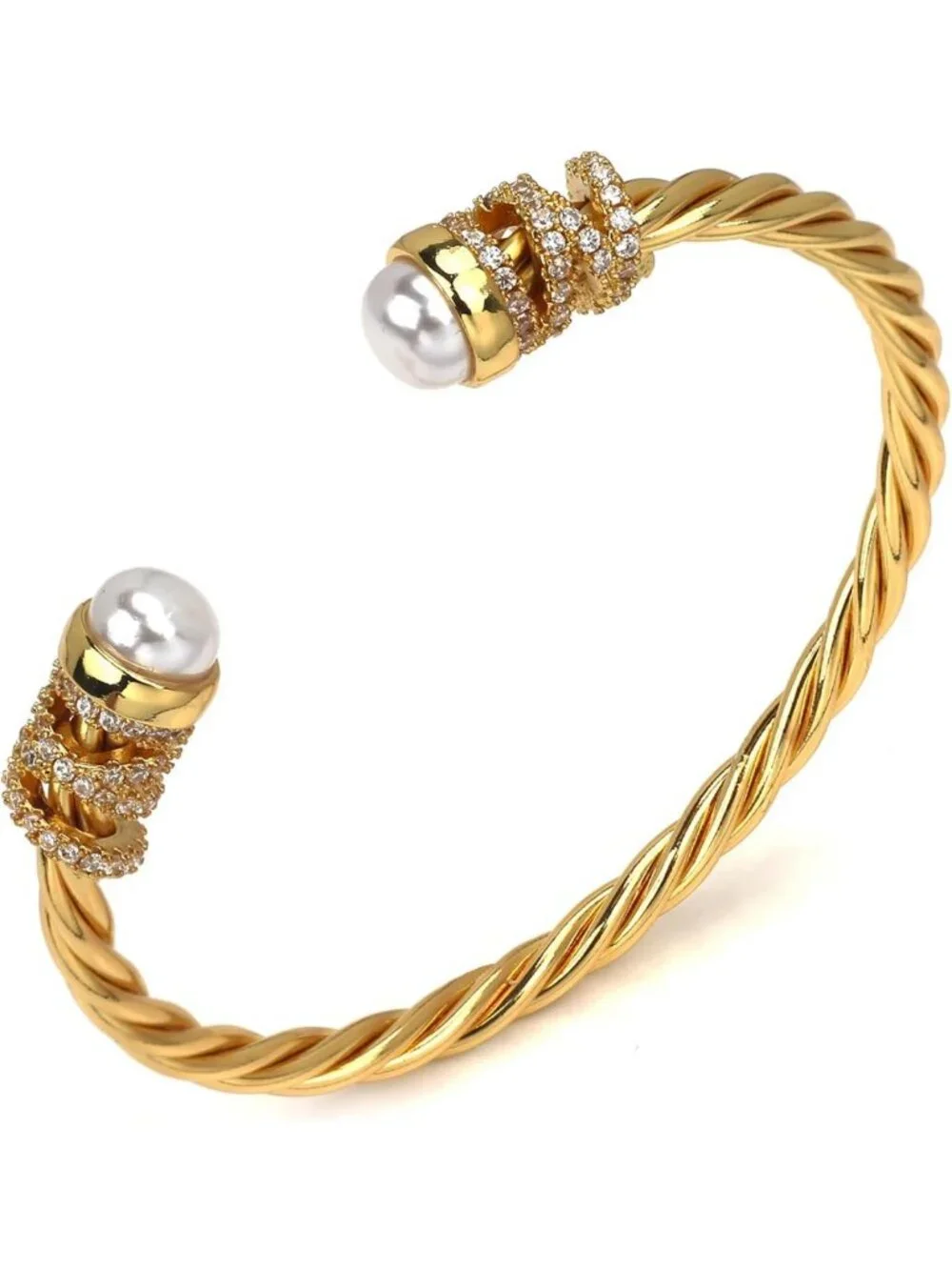 Twisted Cable Cuff Bracelet for Women | Adjustable Crystal Bangles Jewelry